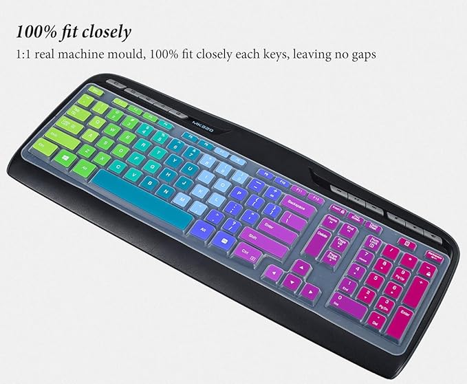Keyboard Cover for Logitech MK320 YR002/Y-R0009 Wireless Desktop Keyboard, Logitech MK330 MK335 Wireless Keyboard Protector-Rainbow