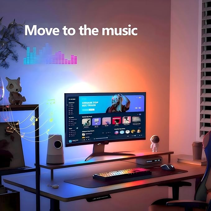 Smart LED Strip Lights for Computer Monitor Backlight, RGB Gaming Lights for 34 inch Screen, 3 Sides