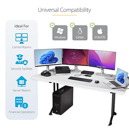 StarTech.com 4-Port KM Switch with Mouse Switching, USB 3.0 Switcher, Keyboard/Mouse Sharing, 3.5mm/USB Audio, TAA Compliant