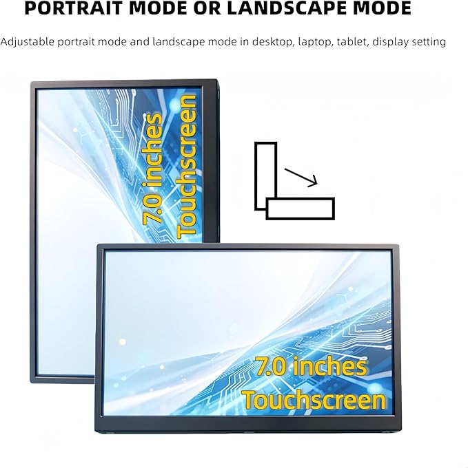 7-inch IPS Touchscreen Bar Display, 1024x600, Metal Shell, Type-C/HDMI. for Raspberry Pi, Laptop Aida64, GPU/CPU Monitoring, PC Case Screen. (P70D-T)