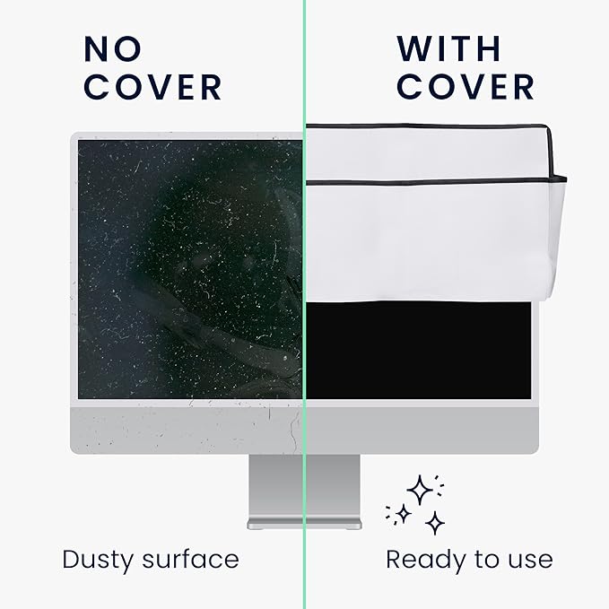 kwmobile Monitor Cover Compatible with 27-28" Monitor - Dust Cover Computer Screen Protector - White