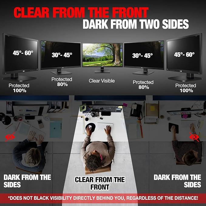 Computer Privacy Screen Filter for 24 Inch 16:9 Widescreen Monitor, Anti-Spy/Anti Glare Protector Office Accessories - WxH: 20 15/16" x 11 13/16" (532mm x 299mm) (Not for 24" 16:10)