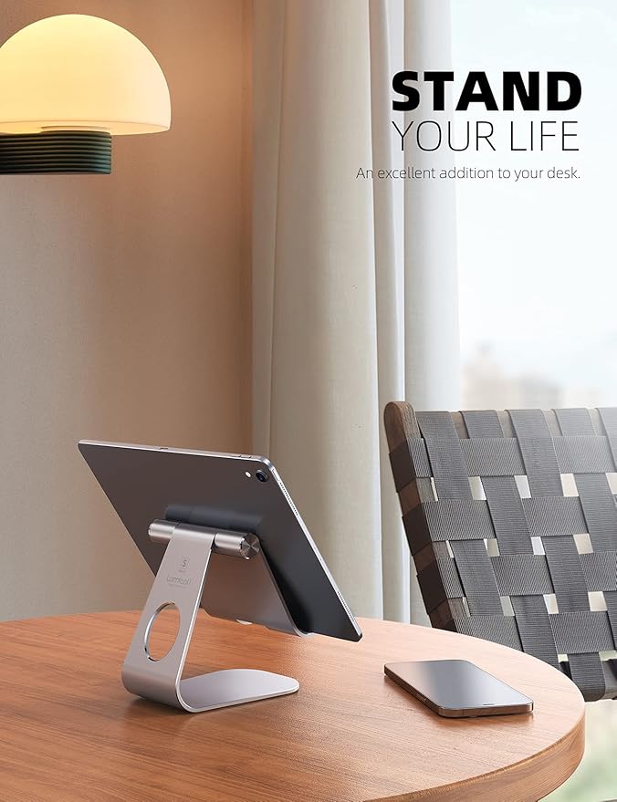 Lamicall Tablet Stand, Adjustable Tablet Holder - Desktop Stand Dock Holder for 4-13" Tablets, iPad Pro 11, 9.7, 10.5, 12.9 Air Mini, Kindle, Tab, iPhone, Switch, Mother Day Office Desk Accessories