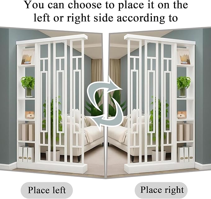 Wall Room Divider - Freestanding Wood Room Divider with Shelves, Wall Divider with Storage Cabinet, Easy Assembly Freestanding Decor for Bedroom, Office