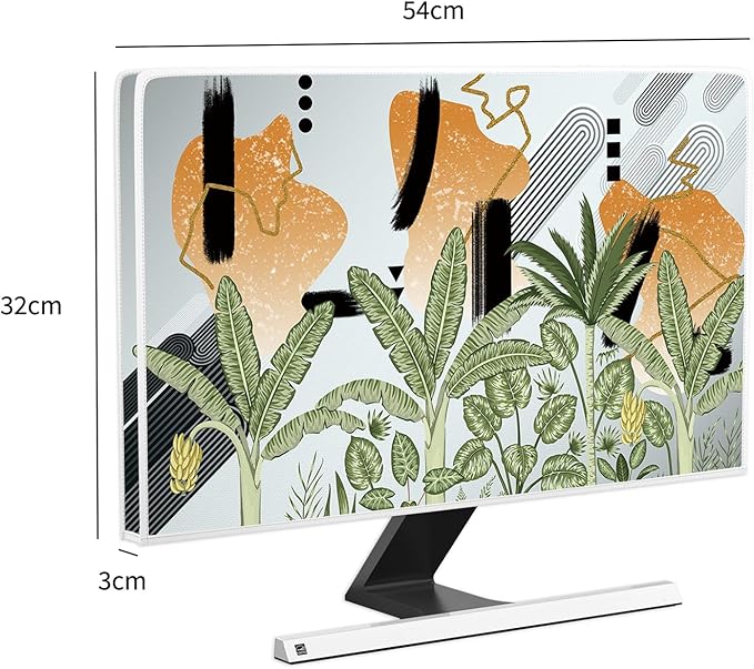 Boho Tropical Leaves Waterproof 22, 23, 24, 25 Inch Anti-Static Dustproof LCD/LED/HD Botanical Bohemian Plants Dust Proof Monitor Covers for Computer Screen iMac 24, 22-25 Inch PC