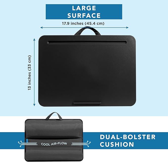 LAPGEAR Original Lap Desk – Fits Up to 17” Laptops – Black – Style No. 45148