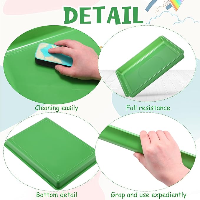 Hoteam 5 Pcs Paper Trays for Classroom Plastic Storage Bin Tray Bulk Stackable File Organizer for School Office Teacher Book Organization Supplies(Green,16.14 x 11.81 x 1.38 Inch)