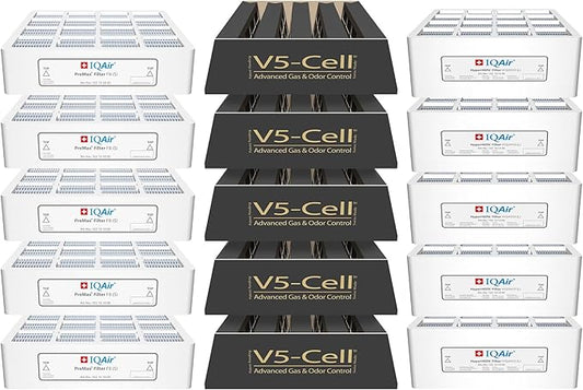 IQAir 3-in-1 Filter Bundle 5 Pack - Genuine Replacement Filters for HealthPro Plus - PreMax Pre-Filter - V5 Cell Gas & Odor Filter - Patented HyperHEPA Filter - Swiss Made Filters for Air Purifiers