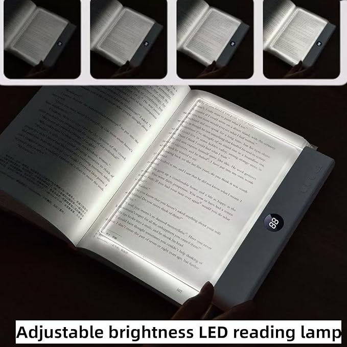 Book Light, Rechargeable Clear LED Flat Reading Light with 3 Colors& Timer, Dimmable Panel Plate Lamp Full Page Light, Night Reading for Readers (White 2)