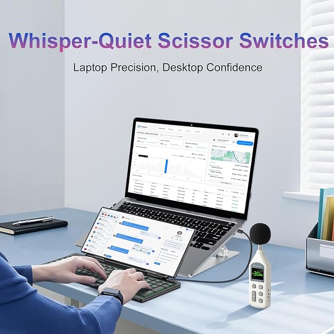 12.8" Portable Touchscreen Keyboard, Screen Extender with Silent Keyboard, USB-A Type-C Monitor for Laptop, Desktop, Mini PC, MacBook(Driver Need)