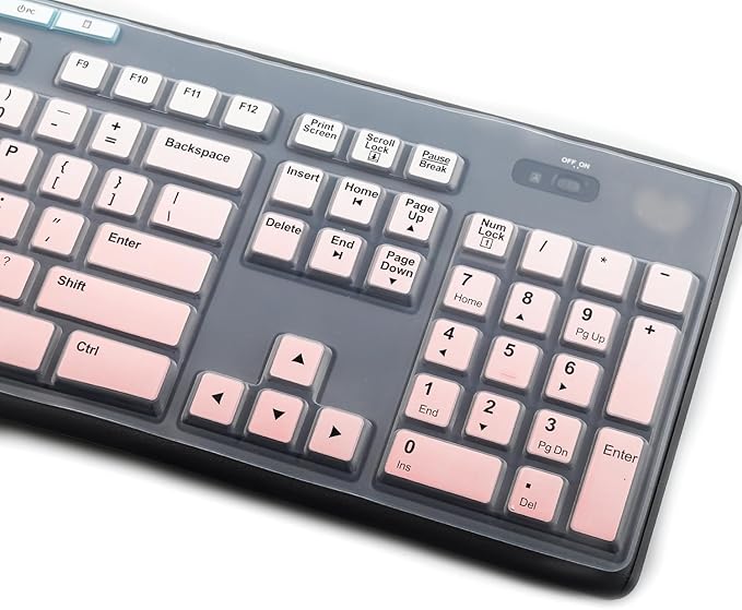2Pcs Keyboard Cover Skin Protector Fit Logitech MK275 MK270 Wireless Keyboard, Logitech K200 K260 K270 MK200 MK260 Ultra Thin Desktop PC Silicone Keyboard Cover-OmbrePink+Clear