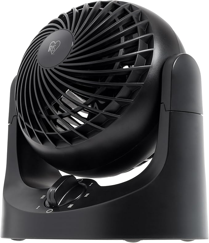 IRIS USA WOOZOO Mini Desk Fan, Air Circulator, 3 Speeds, 32ft Max Air Distance, 108ft² Coverage, 112° Adjustable Vertical Tilt, 27db Quiet Motor, Small Fan for Bedroom, Office, Dorm, Black (HE10N)