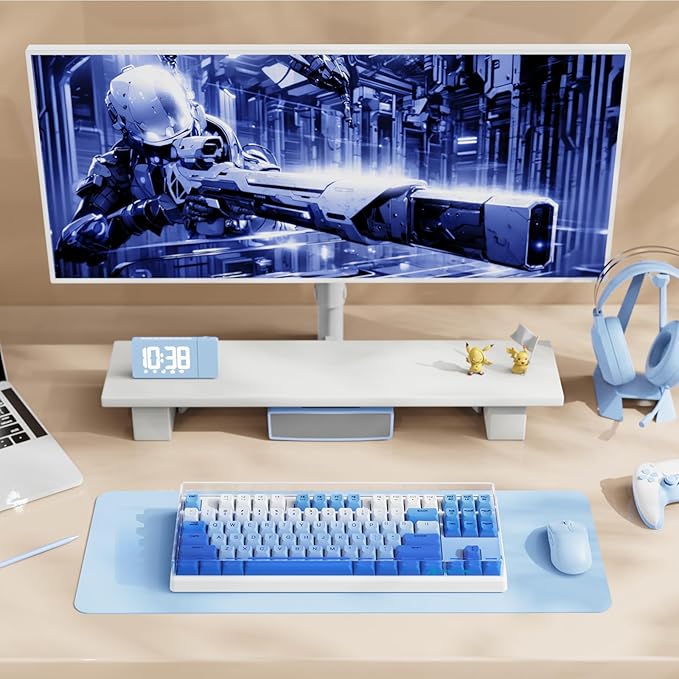 Attack Shark KC03 Acrylic Clear Transparent Keyboard Cover(13.9 * 5 * 0.9 inch) with Dustproof Waterproof Anti-hit Anti-cat Protective Case for Standard 87Key Mechanical Gaming Keyboard Blue