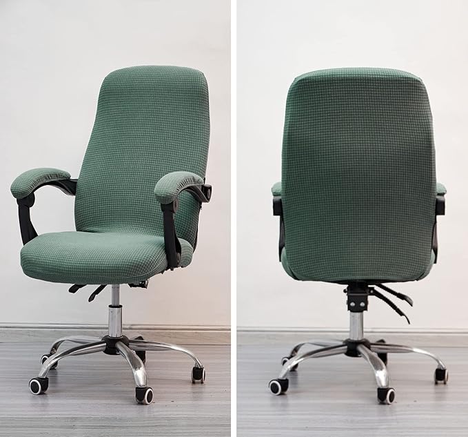 Melaluxe Office Chair Cover with Armrest Covers， Universal Stretch Desk Chair Cover, Computer Chair Slipcovers (Size: L) - Matcha Green