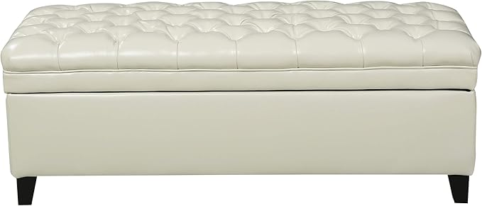 Christopher Knight Home Juliana PU Storage Ottoman, Ivory