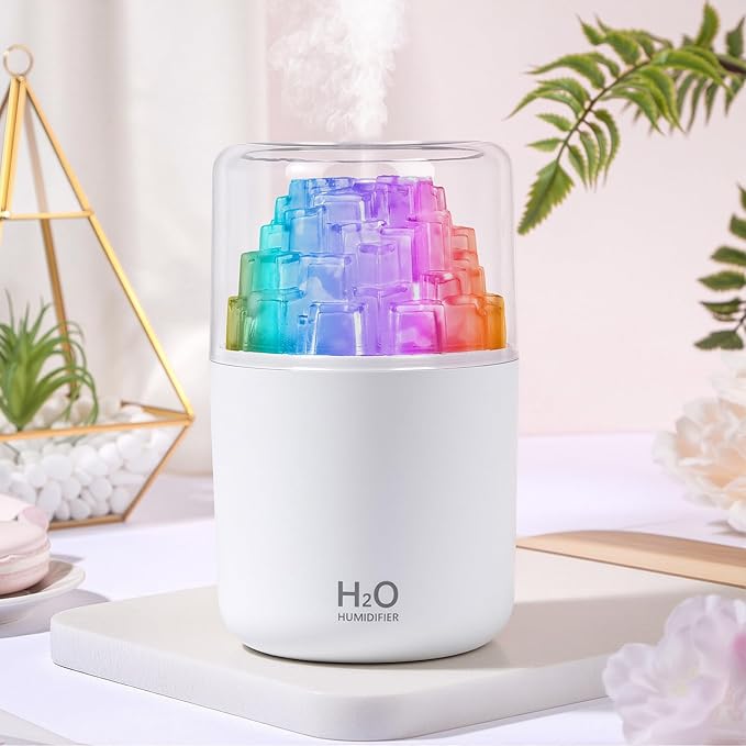 Mini Humidifier for Bedroom Office Car Travel 300ml Portable Humidifiers with Colored Light Auto-Off USB 2 Cool Mist Modes