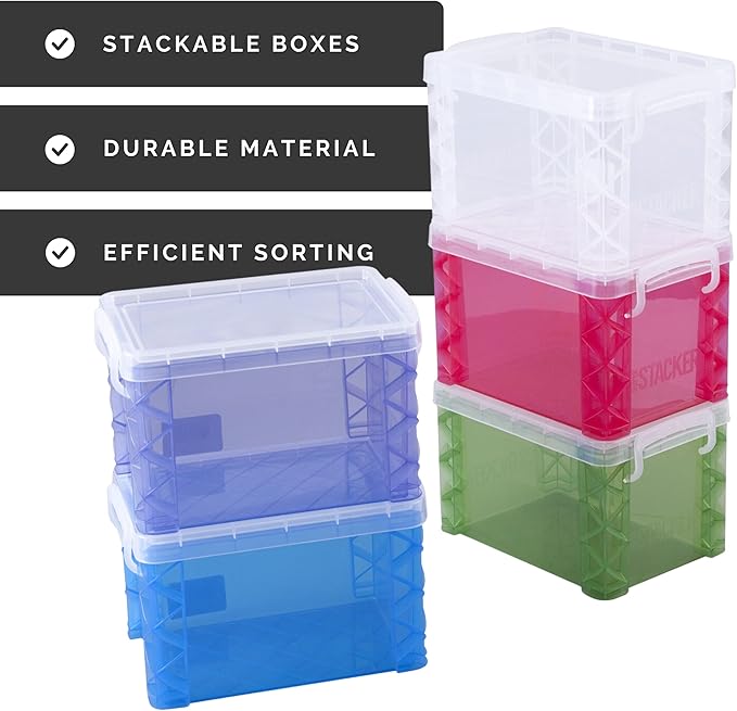 Super Stacker Index Card Box, 3 x 5 Inch Index Cards File Box, Note Holder, Index Card Holder, Photo Boxes Storage, Perfect for 3x5 Index Cards, Recipe Box Holder, Assorted Colors, 1 Count (Pack of 2)