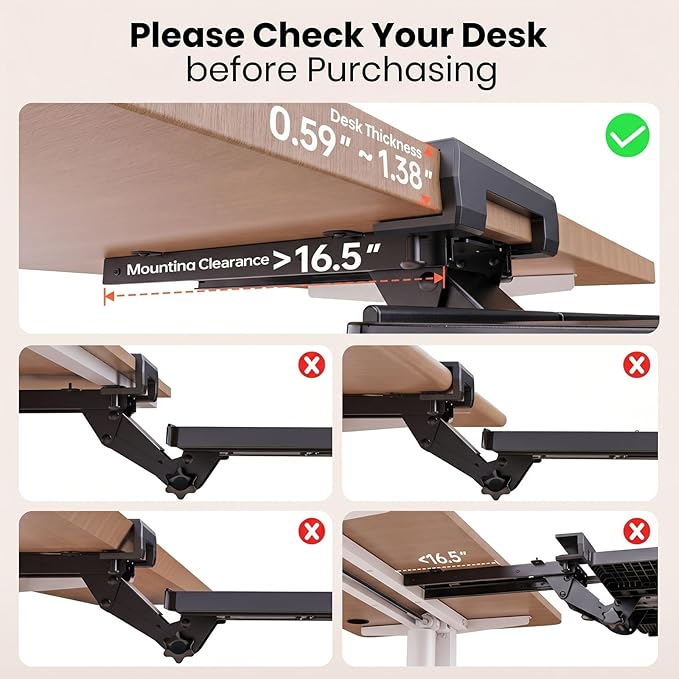 Klearlook Upgraded Ergonomic Keyboard Tray Under Desk, Adjustable Sliding Keyboard Platform Holder, Keyboard Stand with Wrist Rest & Storage Drawer for Home, Office and Gaming, 24.4"x10"