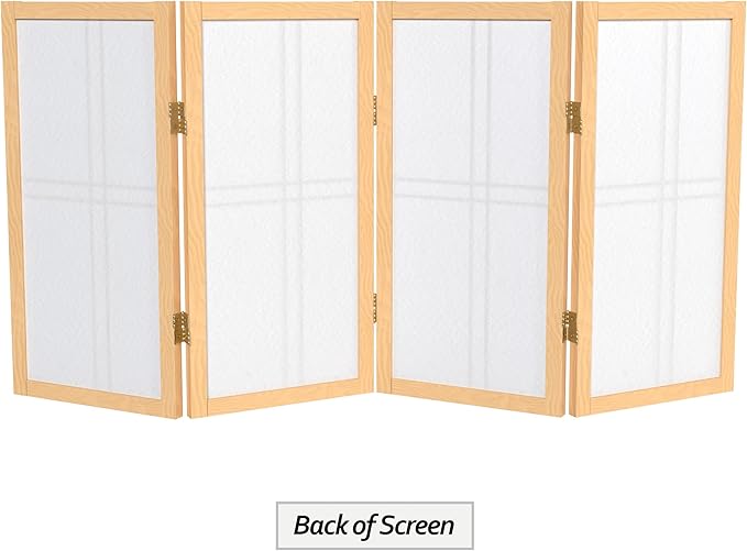 2 ft. Short Desktop Double Cross Shoji Screen - Natural - 4 Panels