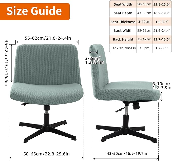 Fuloon Criss Cross Chair Cover, Waterproof, Stretchable, Solid Jacquard, Suited for Armless/Office/Desk/Mid Back Wide Seat/Computer/Task/Vanity/Accent Chair (T -Shaped Jacquard, Green)