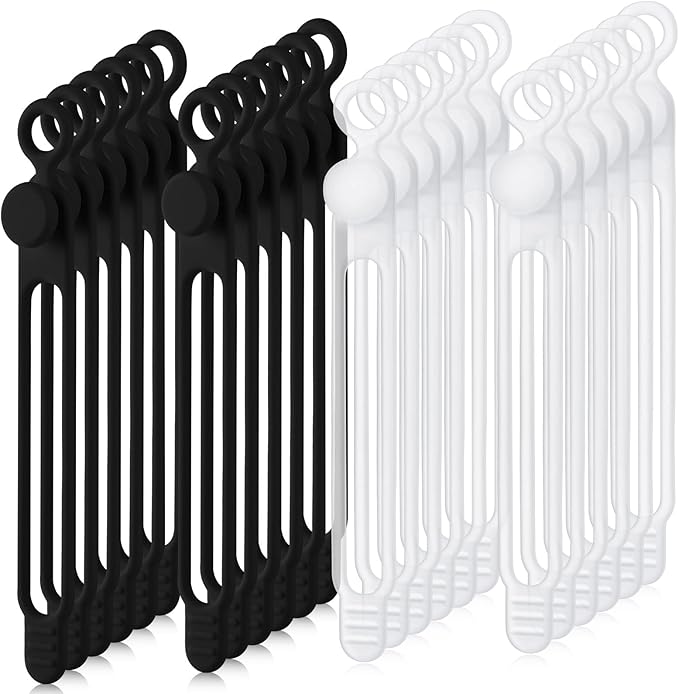 Nuanchu 40 Pcs Silicone Cable Ties Reusable Holder Adjustable Straps Multipurpose Charging Cable Organizer for Fastening Charging Cords Wires (4.17 Inch,Translucent, Black)