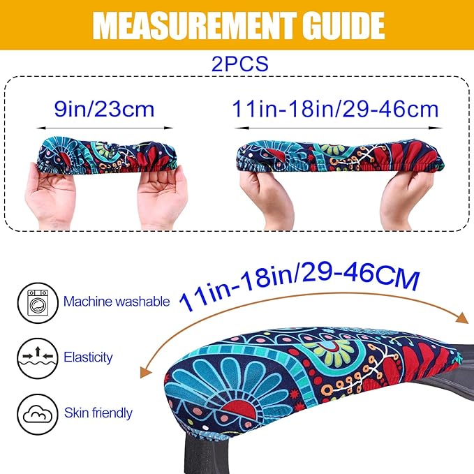 Smiry Stretch Printed Office Chair Armrest Covers, 2 Pcs Soft Fit Removable Washable Computer Desk Chair Arm Covers Protector, Blue Green