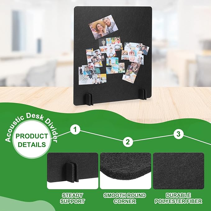 PATIKIL Desk Dividers 24" x 24", 1 Pack Desk Privacy Panel Freestanding Noise Reducing Partition Acoustic Panel with 4Pcs Support Feet for Testing Office Home Library, Black Style B