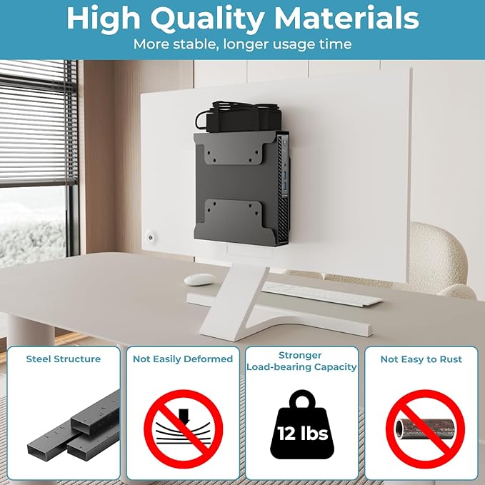 Mini PC Mount for Dell with Pen Holder, VESA Wall Under Desk Mount or Mount to a Monitor Arm, Monitor Stand for Dell OptiPlex MFF 7080 5070 3000 7060 7090 7010 3060 3040 3046 3050 3090 and More Model