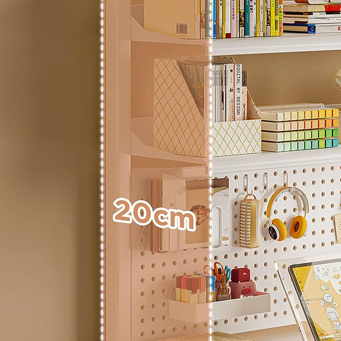 Clip-On Desktop Shelf for Home Office Storage, Clamp On Desk Organizer Shelf Clip On Shelving Unit with Perforated Board and Hooks, Storage Box,Blackclip Style2 Layers60X65Cm