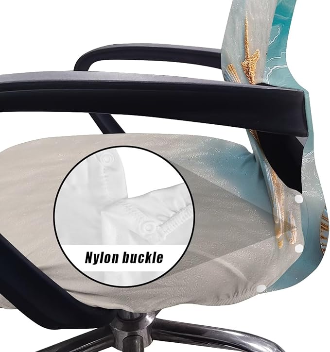 Talayituse Starfish Beach Seashell Print Office Chair Covers, Stretch Computer Chair Cover, Universal Boss Chair Covers Modern Simplism Style High Back Chair Slipcover, Large