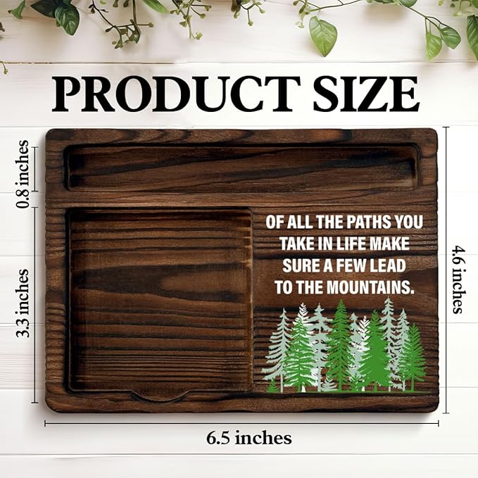 Inspirational Sticky Note Holder of All the Paths You Take in Life Desk Decorations Watercolor Mountain Encouragement Gifts for Women Men, Post it Note Dispenser for Office Desk Decor