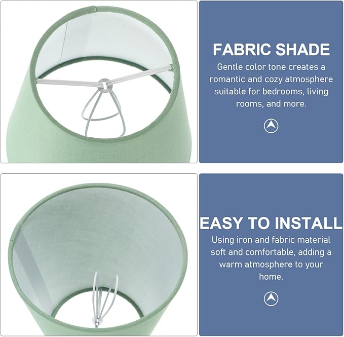 LALAFINA Barrel Lamp Shade Fabric Lampshade Small Lamp Shade Clip on Bulb Cloth Cover for Home Bedroom Living Room, Green