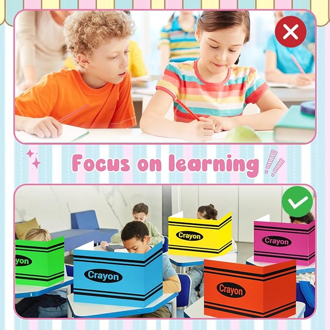 24pcs School Examination Desk Divider,Privacy Shield Folder Boards, Trifold Cardboard Privacy Divider, Easy to Clean Carry-Friendly Essential Items for School Student Teacher Desks and Office Work