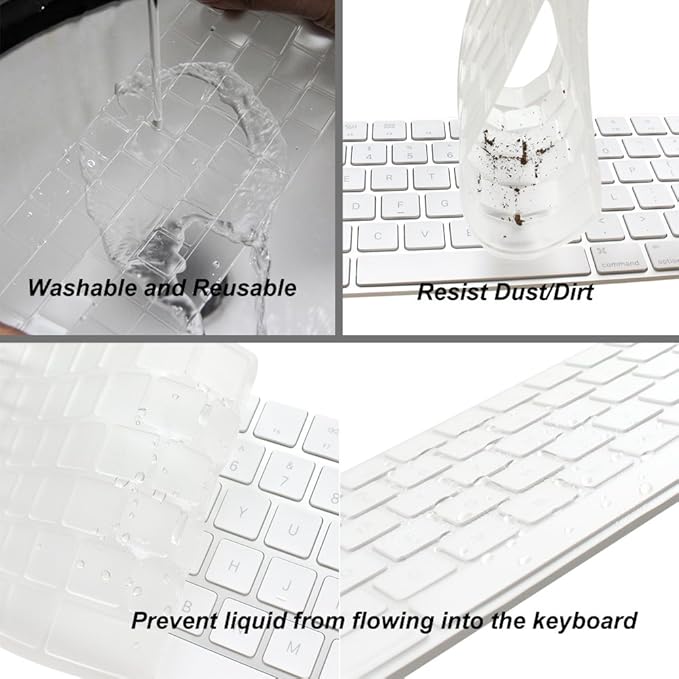 ProElife Ultra Thin Silicone Keyboard Protector Cover Skin for Apple Magic Keyboard & Magic Keyboard 2 (U.S Version, Model: MLA22L/A-A1644, Without Numeric Keypad) (Transparent)