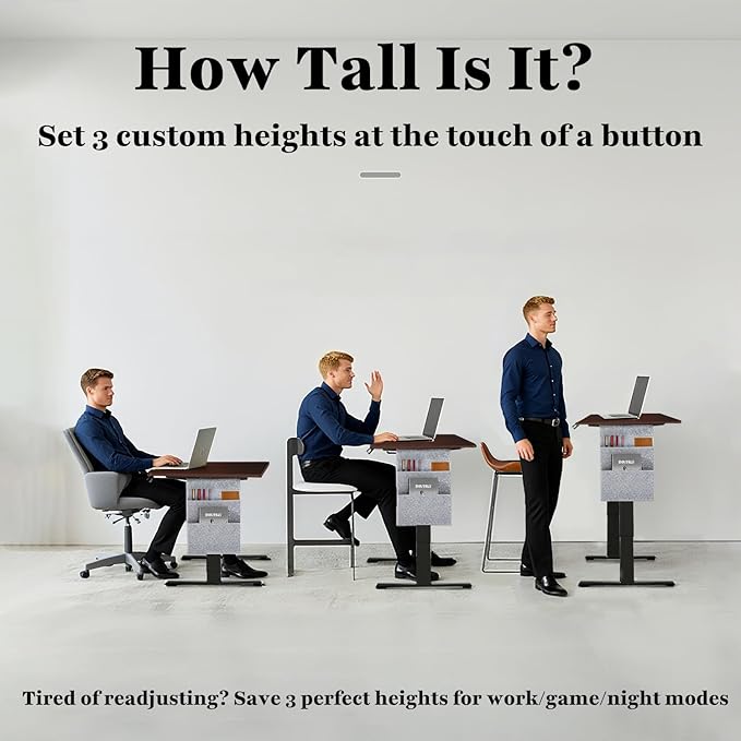 NSY Audio Electric Standing Desk 48x24 Inches - Height Adjustable, Whisper Quiet Motor, White Top & Black Frame for Home Office Gaming, Focused Work, White