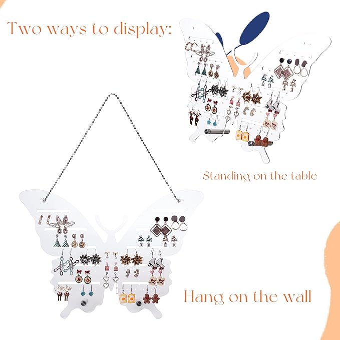 Acrylic Jewelry Organizer - Wall-Mounted or Desktop Stand for Earrings, Studs and Hooks - Elegant Earring Rack with 40 Holes, 40 Slots, for Studs, and Jewelry Storage, Practical Quick Assembly
