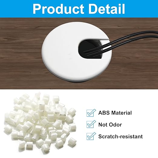 2Pcs 2 Inch Desk Grommet ABS Plastic Desk Hole Cover U-Shaped Desk Wire Hole Insert, 2Inch White Cable Hole Cover for Office Home School/Computer Desk