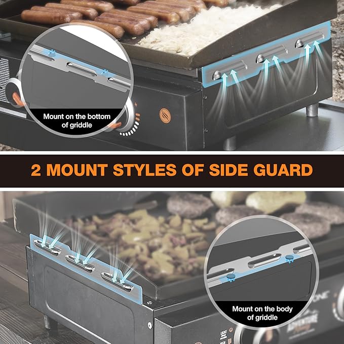 Stainless Wind Guards for Blackstone 22” Griddle, for Blackstone Griddle Accessories Gas Saving, 5018 Magnetic Stainless Steel Wind Screens, Compatible with Rear Grease Cup, Hood and Side Shelf