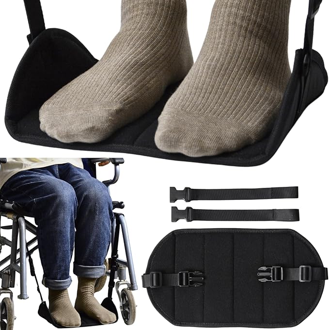 Wheelchair Foot Rest Hammock, Wheel Chair Leg Rest w/Rigid Base, Foot Sling for Footrest Replacement Adjustable Height, Anti Clash Leg Support Hammock for Rollator, Wheelchair Accessories