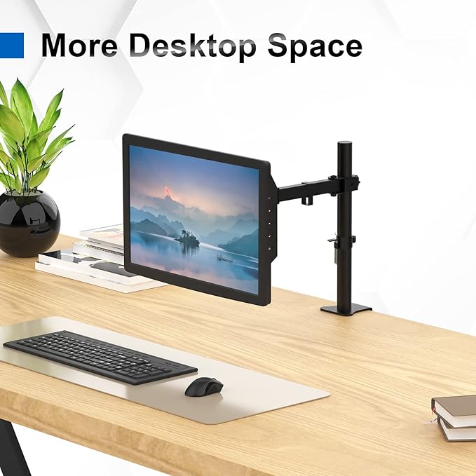 GRIFEMA Single Monitor Arm Desk Mount for 13" to 32" Screens, 2 Mouting Options with Tilt Swivel Rotation, Max. Load 10kg, VESA 75x75 100x100 GB2001-1,Black/White