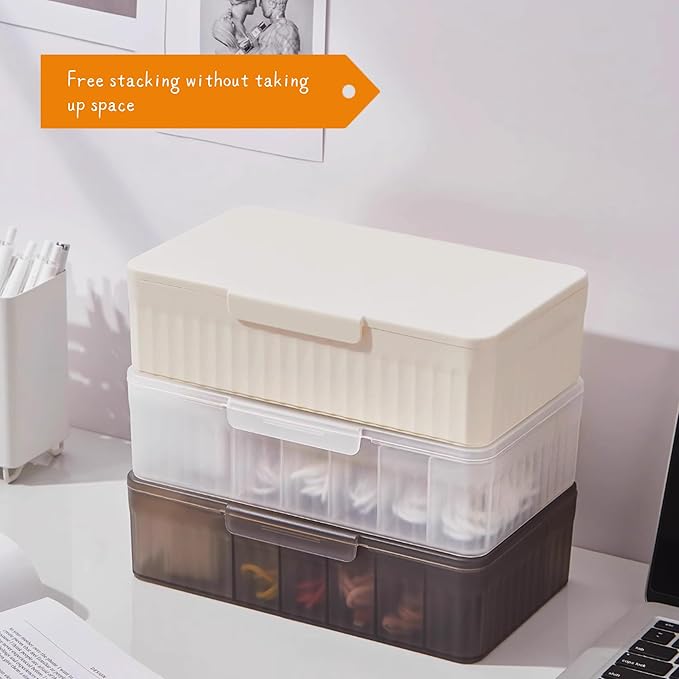 Cable Organizer Box Extra Wide, Travel Charger Cord Earphone Storage Case with Lid (Cream Yellow)