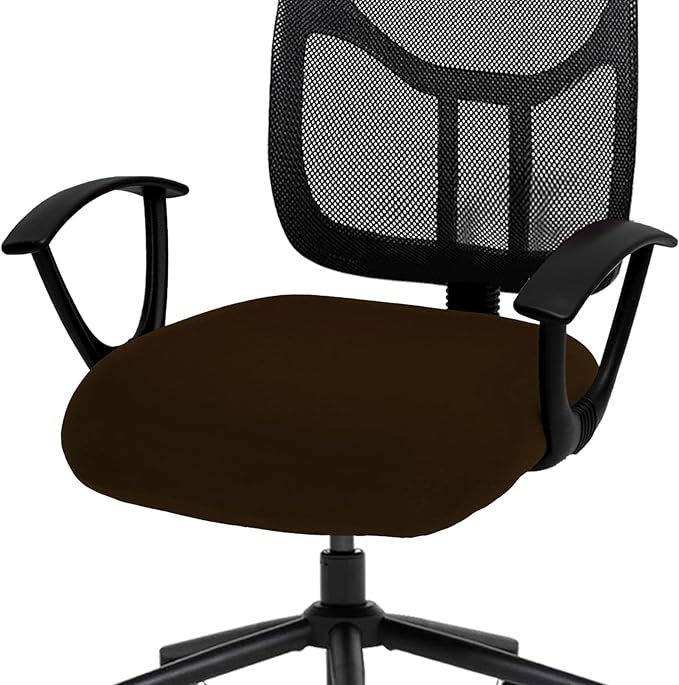 DIVA EN CAMINO DEC Stretchable Desk Office Chair Seat Cushion Covers - Universal Spandex Computer Chair Slipcover - Removable Washable Cushion Protectors for Dogs, Cats, Pets (Brown)