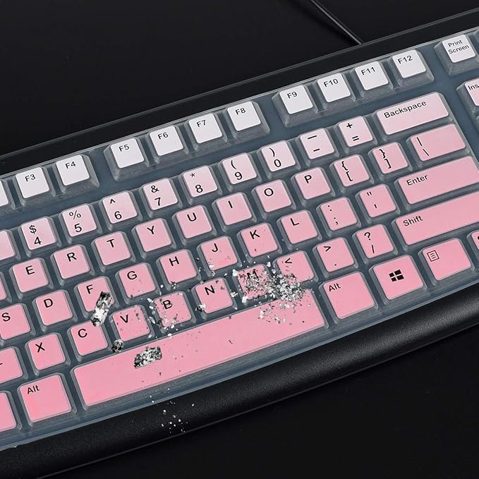 Keyboard Cover for Logitech K120 & MK120 Wired Keyboard, Logitech K120 Keyboard Skin Protector - Gradual Pink