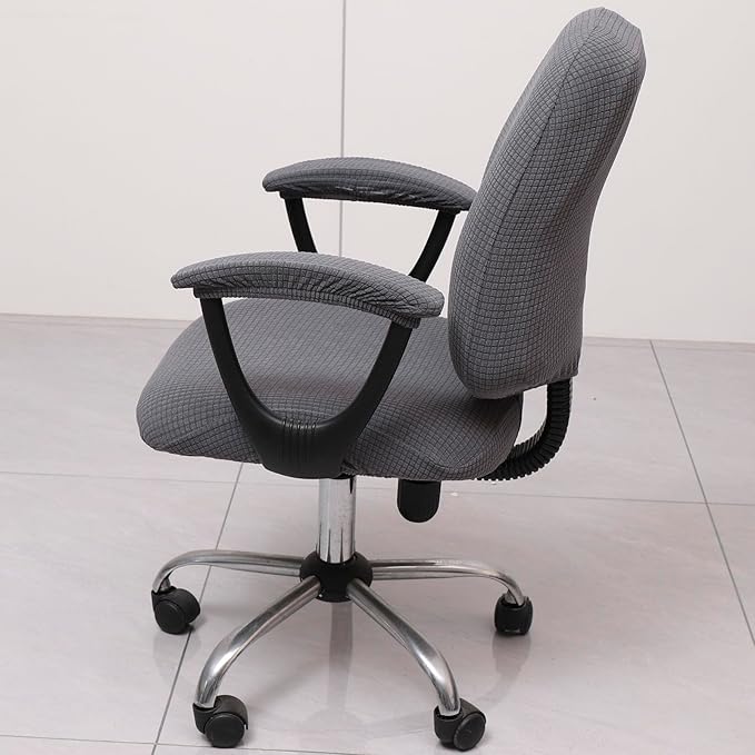 Melaluxe Office Chair Cover with Armrest Covers， Universal Stretch Desk Chair Cover, Computer Chair Slipcovers - Dark Gray
