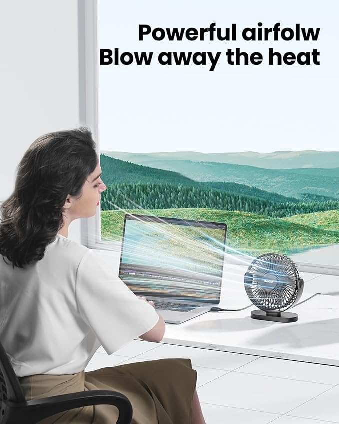 Gaiatop USB Desk Fan, 5.5 Inch Small Quiet Powerful 3 Speeds 90° Rotate, Personal Mini Portable Desktop Table Fans, Cooling for Home Office Car Travel Indoor Outdoor Pink (Pack of 2)