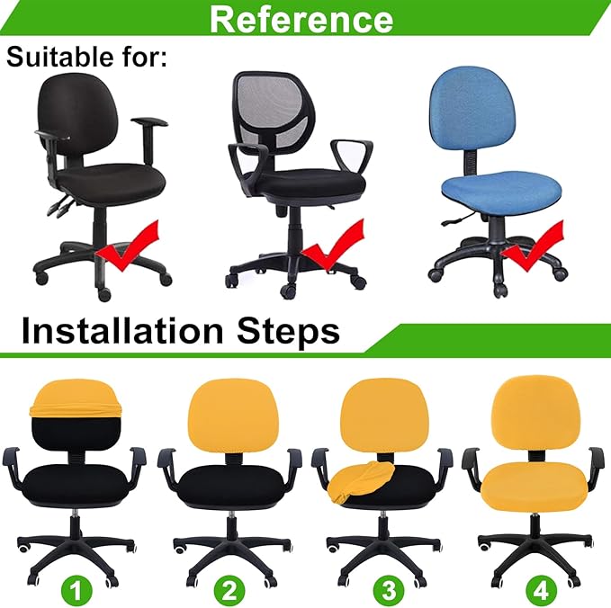 Smiry Stretch Jacquard Office Computer Chair Covers, Removable Washable Universal Desk Rotating Chair Slipcovers Protector, Seat + Backrest Cover, Mustard Yellow