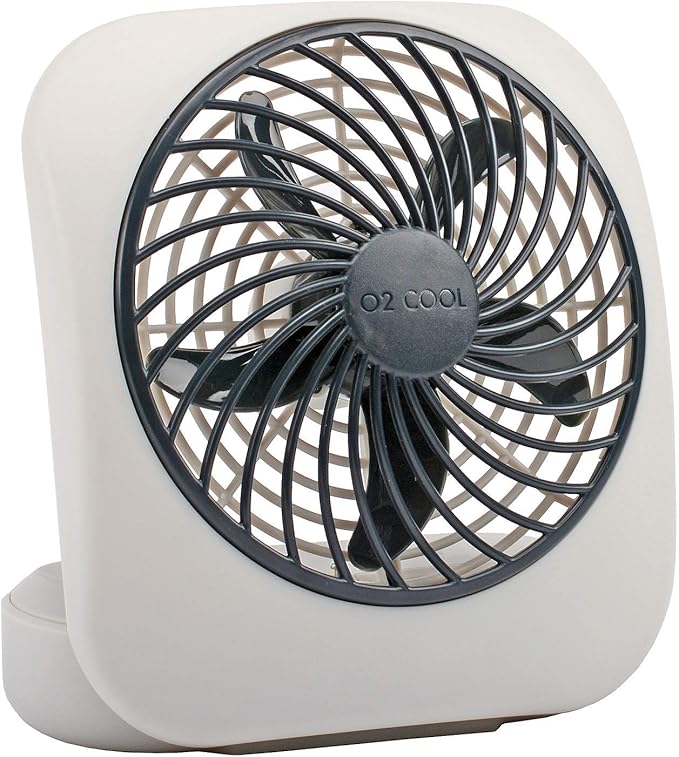 O2COOL Treva 5 Inch Battery Powered Fan Portable Desk Fan 2 Cooling Speeds with Compact Folding & Tilt Design Cubicle Accessories Small Portable (Grey)