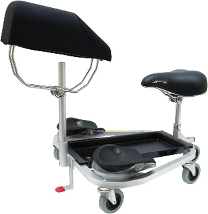RACATAC Kneeling Sitting Creeper with Chest Support, 2 Inch Casters, Rolling Knee Pads with Seat, Adjustable Seat, Knee Pads with Wheels, Made in USA, Floor Creeper, 01RACCS