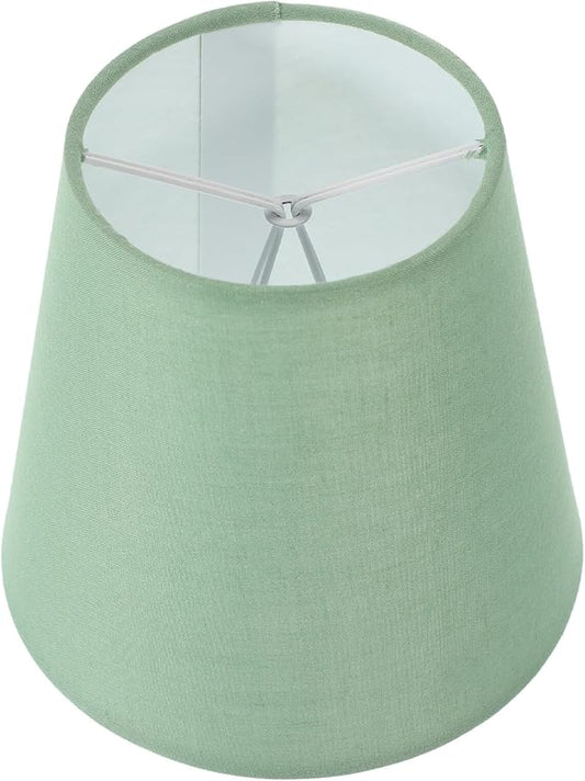 LALAFINA Barrel Lamp Shade Fabric Lampshade Small Lamp Shade Clip on Bulb Cloth Cover for Home Bedroom Living Room, Green