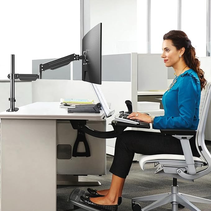 Pholiten Premium Single Monitor Arm for 13-32 Inch Computer, Holds 22 lbs,Gas Spring Monitor Stand for Desk with Swivel/Tilt/Rotation, VESA 75/100mm, Black